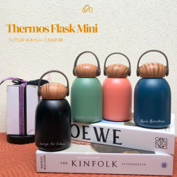 Thermos mini tutup kayu mug jamur 280ml